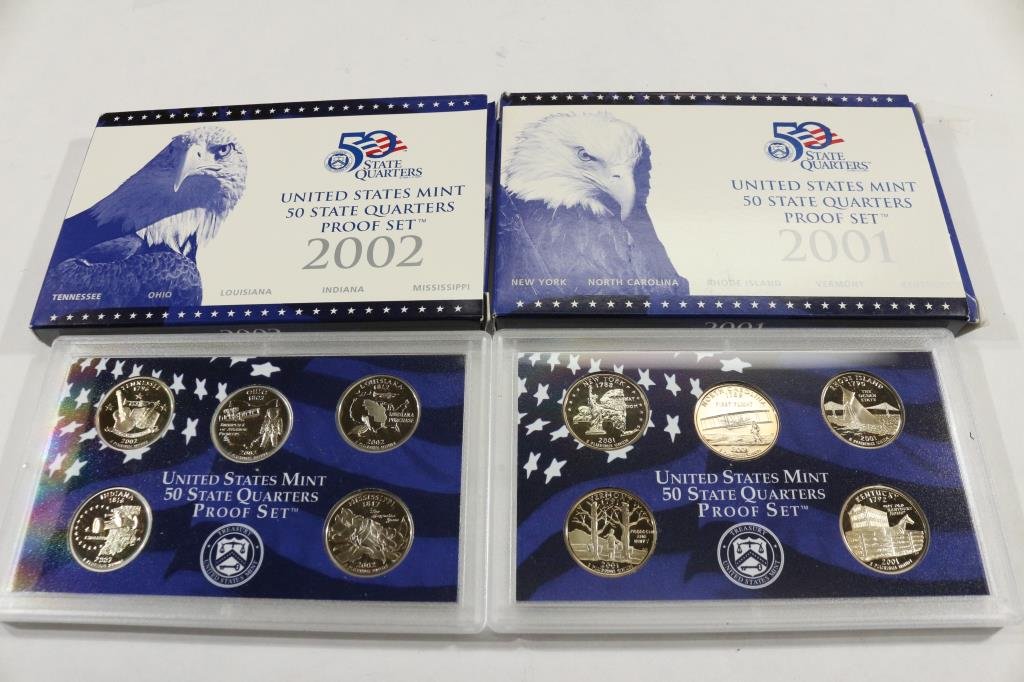 2001 & 2002 US 50 STATE QUARTERS PROOF SETS (1 of 2)