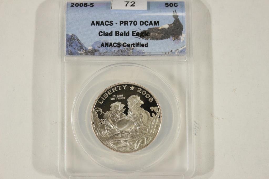 2008-S BALD EAGLE HALF DOLLAR ANACS PR70 DCAM (1 of 2)