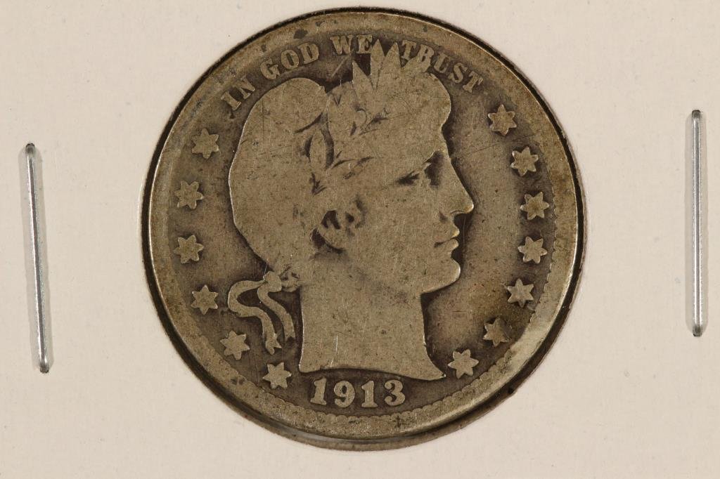 1913-D BARBER QUARTER: You must call or email us your credit card directly. Our phone number is 1-763-862-8302 and our email is bidalotauction@aol.com. Thanks.