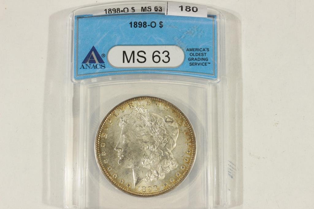 1898-O MORGAN SILVER DOLLAR ANACS MS63 (1 of 2)