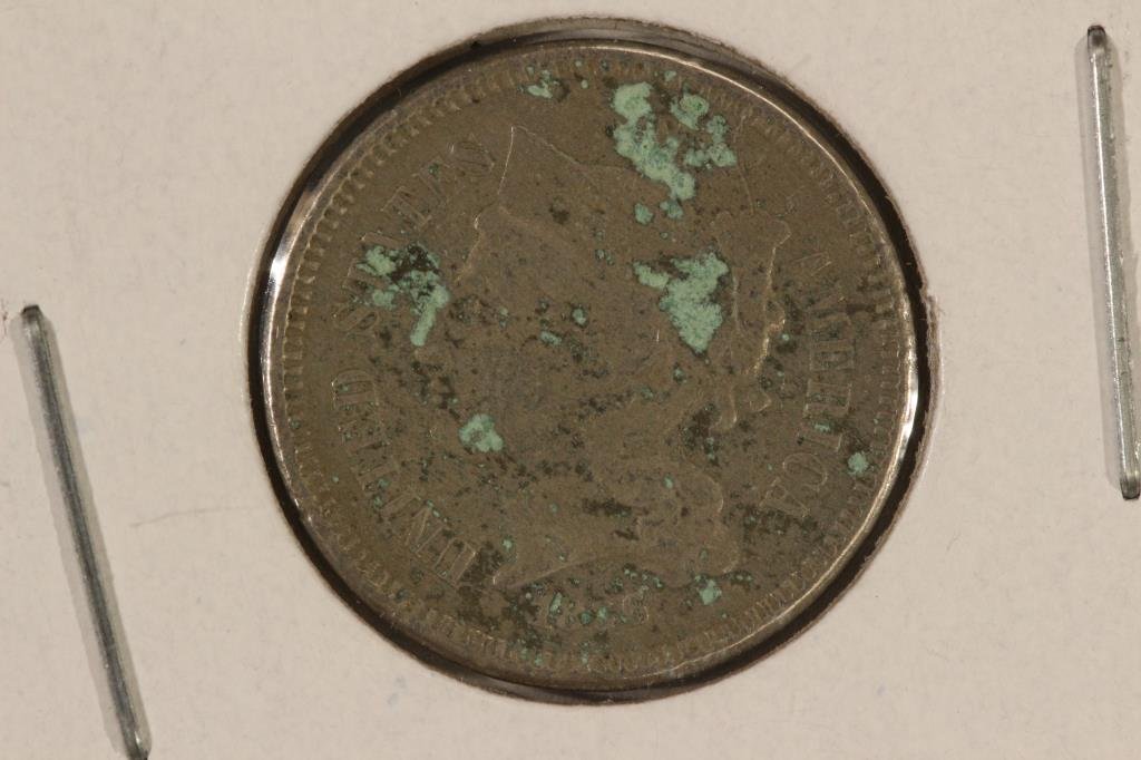1866 THREE CENT PIECE (NICKEL) WITH VIRDIGRIS (1 of 2)