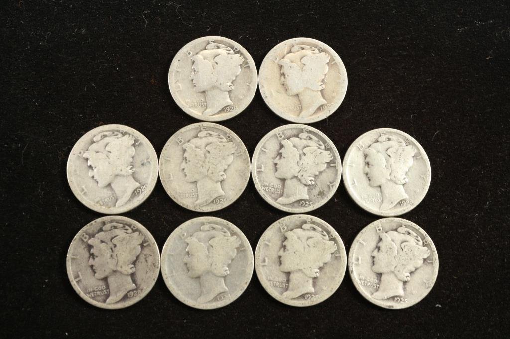 10 ASSORTED 1920'S MERCURY DIMES (1 of 2)