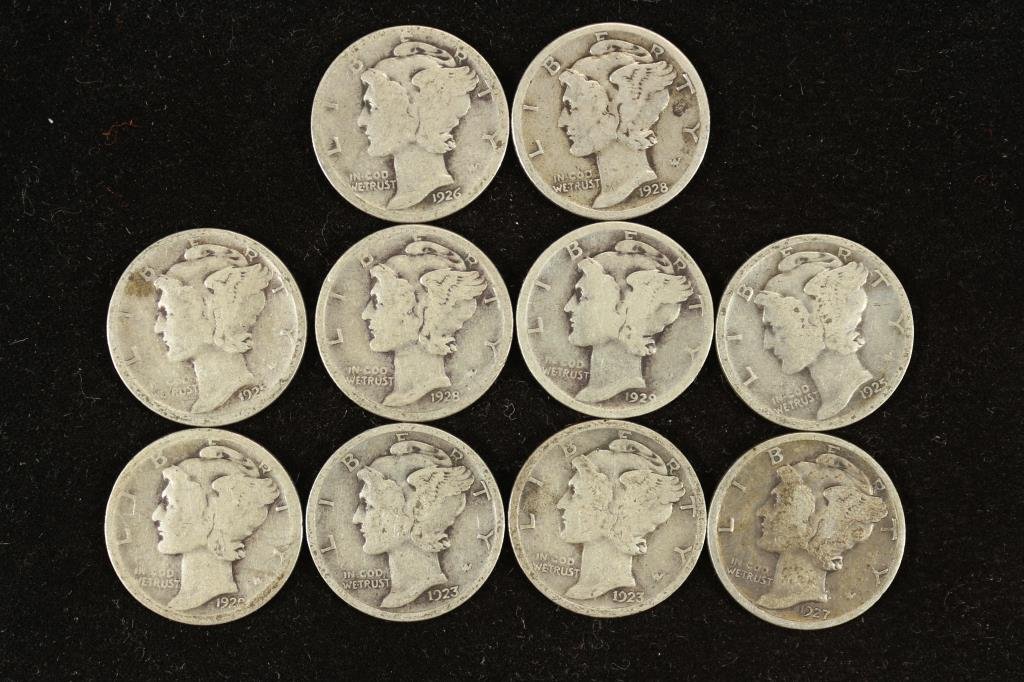 10 ASSORTED 1920'S MERCURY DIMES (1 of 2)