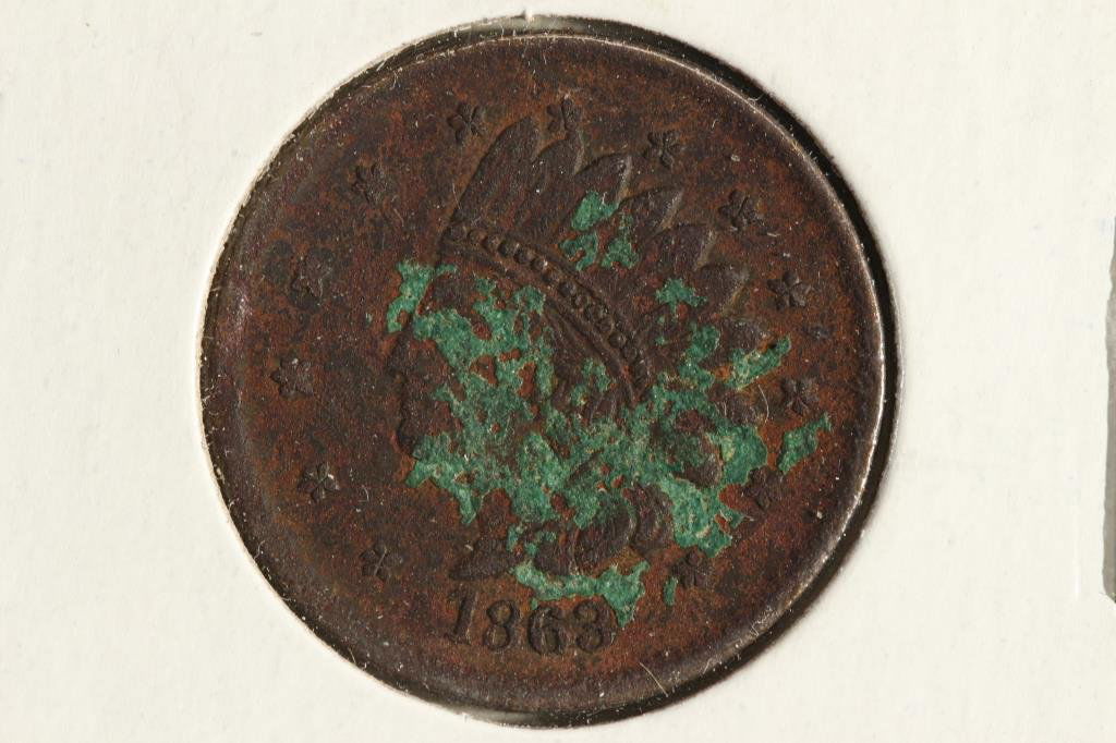 1863 CIVIL WAR TOKEN WITH VIRDIGRIS NOT ONE CENT (1 of 2)