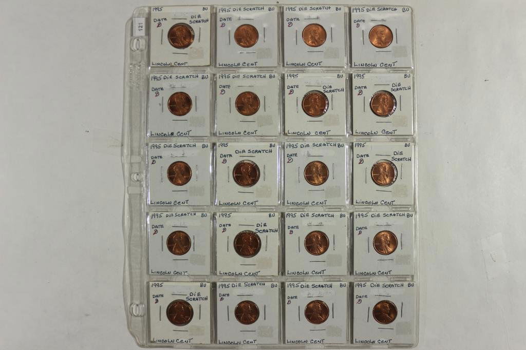 ERROR 20-1995 BU  LINCOLN CENTS WITH DIE SCRATCH (1 of 2)