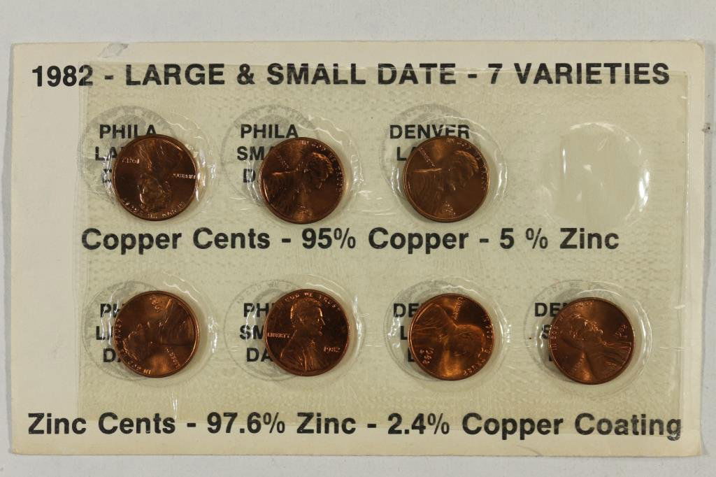 1982-7 VARIETIES LINCOLN CENT SET (UNC) (1 of 2)