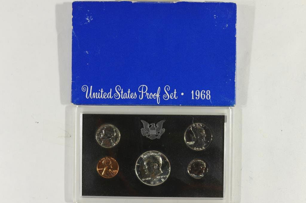 1968 US PROOF SET WITH BOX, 40% SILVER JFK HALF (1 of 2)