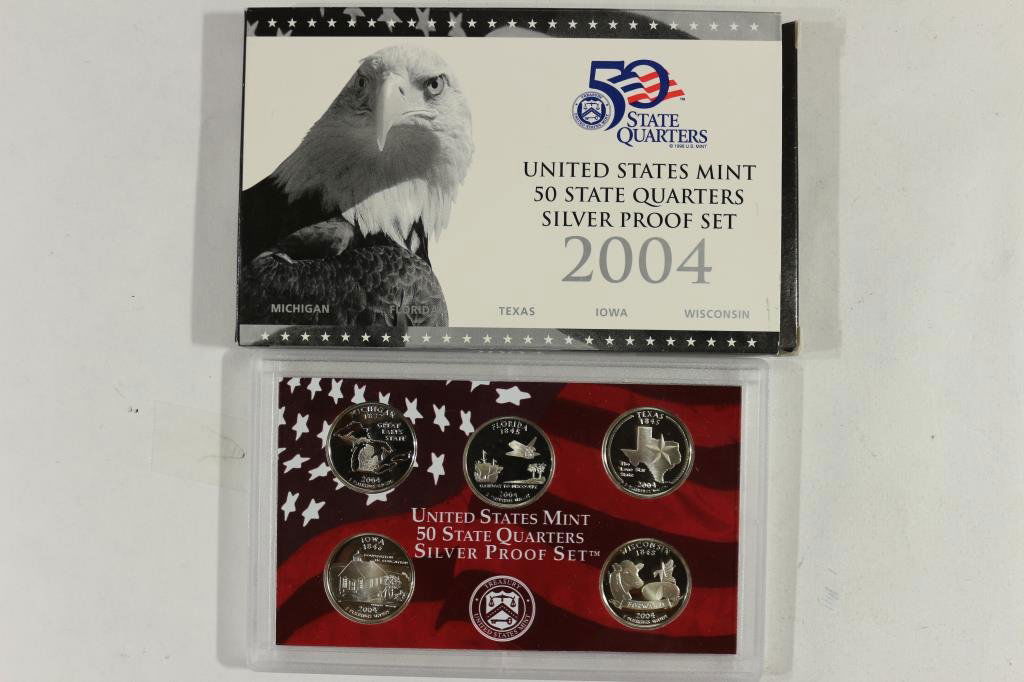 2004 SILVER US 50 STATE QUARTERS PROOF SET WITHBOX (1 of 2)