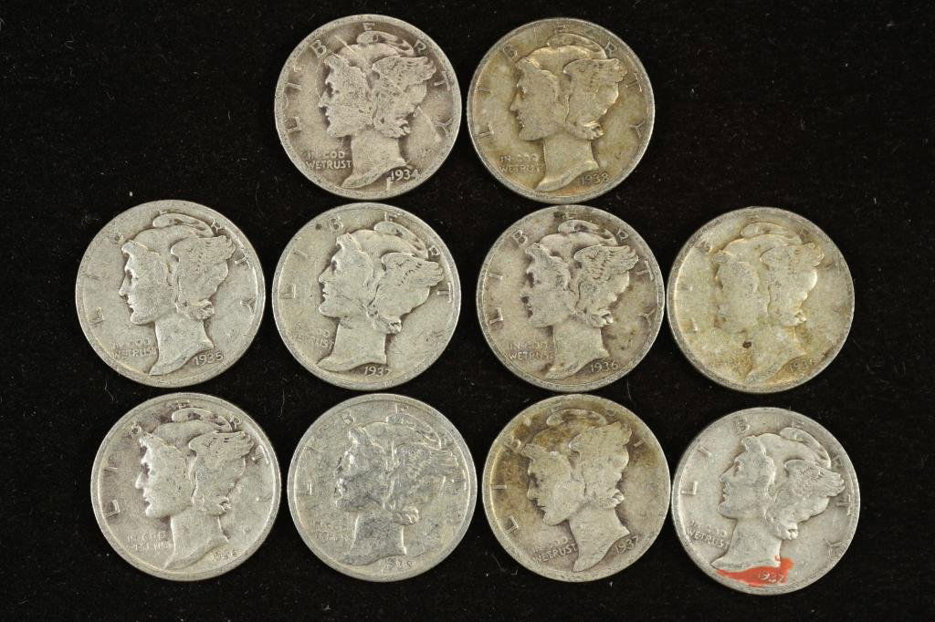 10 ASSORTED 1930'S MERCURY DIMES (1 of 2)