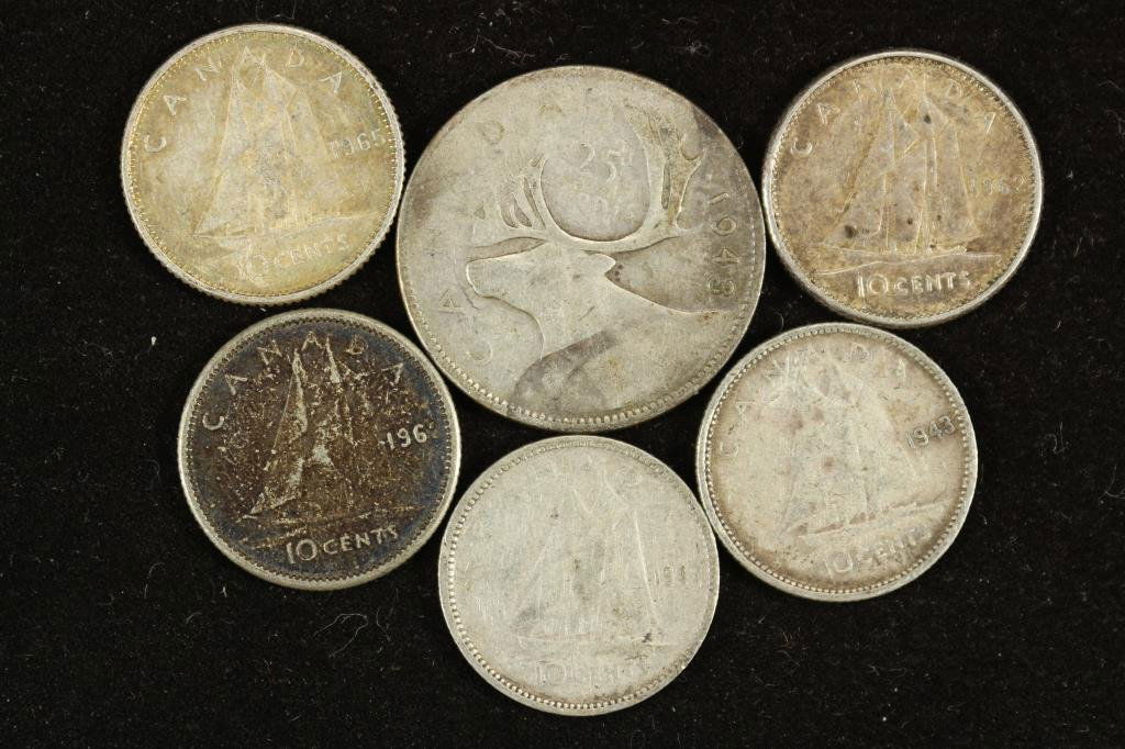 75 CENTS FACE VALUE CANADIAN SILVER COINAGE (1 of 2)