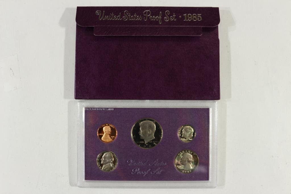 1985 US PROOF SET (WITH BOX): You must call or email us your credit card directly. Our phone number is 1-763-862-8302 and our email is bidalotauction@aol.com. Thanks.