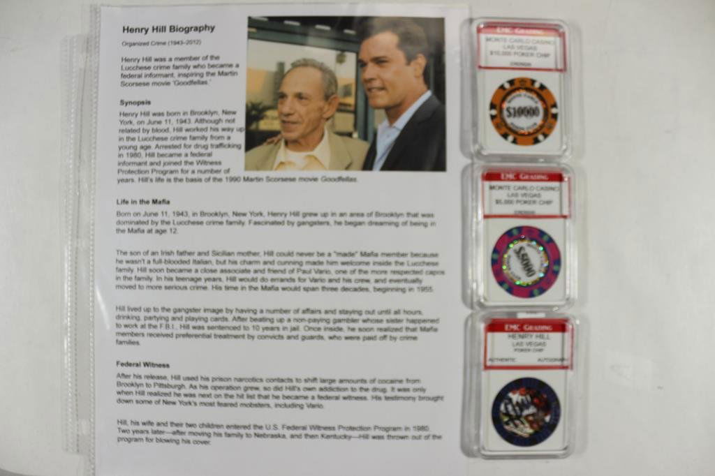 3 POKER CHIPS INCLUDING MOB SIGNED ONE (1 of 2)