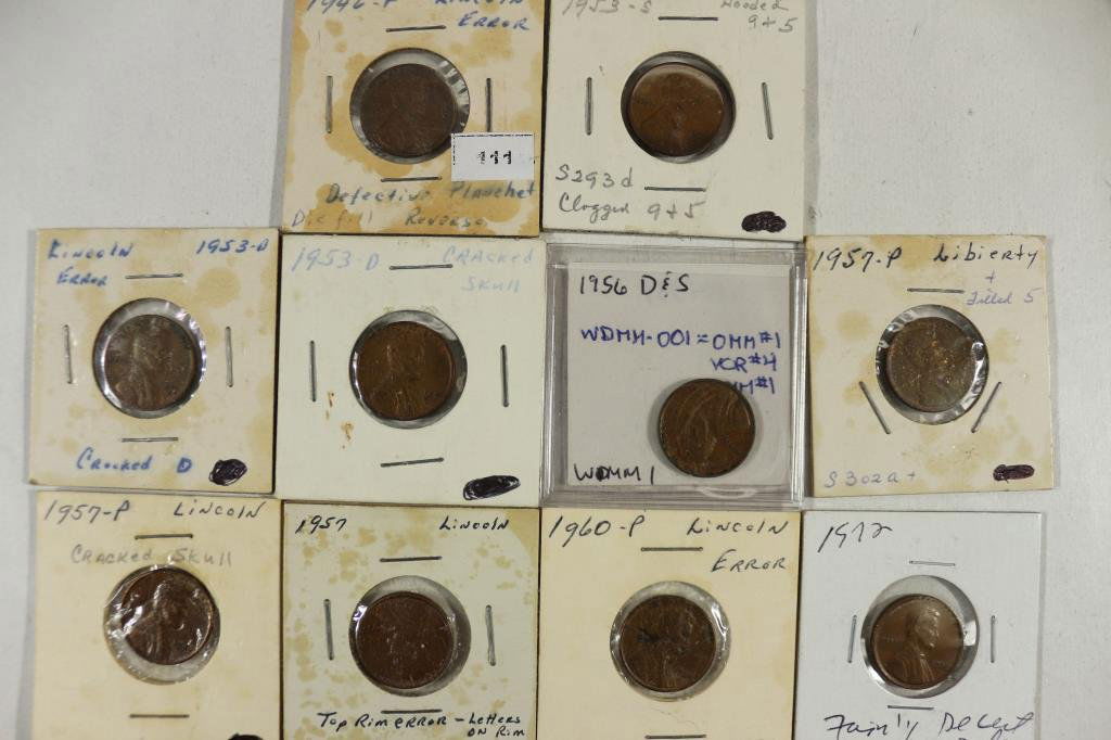 ERROR 10 ASSORTED 1946-1972 LINCOLN CENTS (1 of 2)