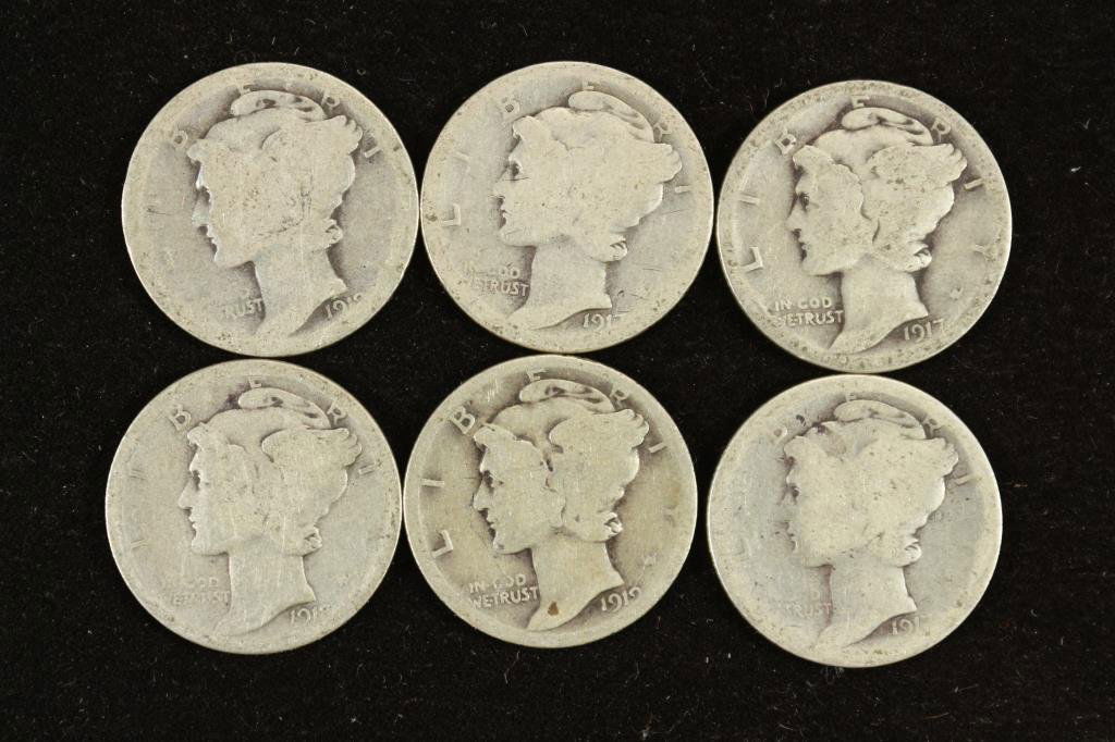6 ASSORTED TEEN'S MERCURY DIMES (1 of 2)