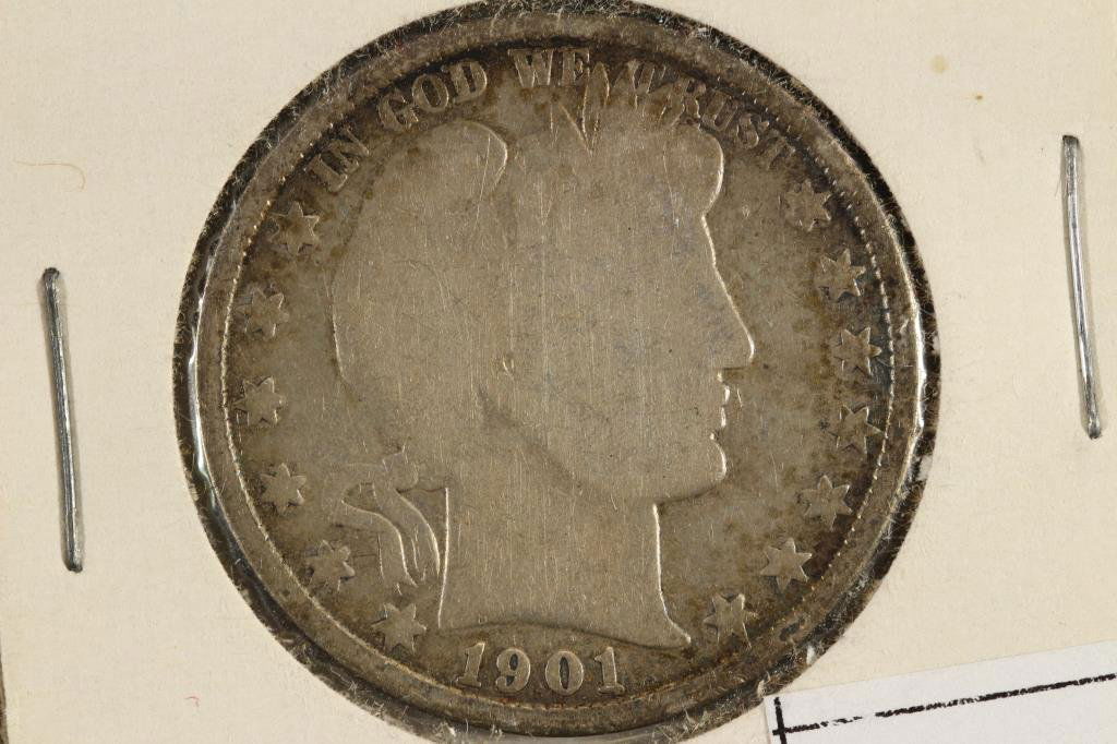 1901 BARBER HALF DOLLAR: You must call or email us your credit card directly. Our phone number is 1-763-862-8302 and our email is bidalotauction@aol.com. Thanks.