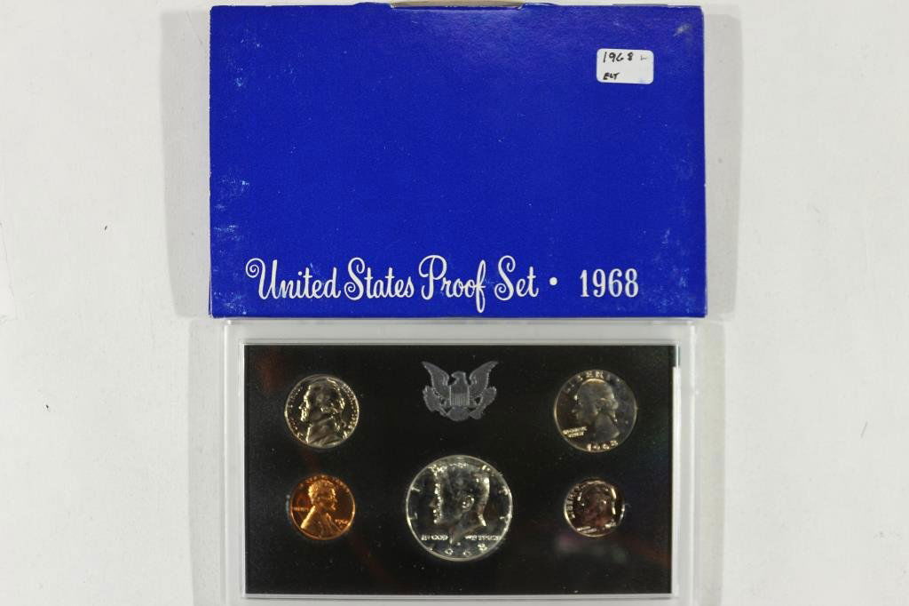 1968 US PROOF SET WITH BOX, 40% SILVER JFK HALF (1 of 2)