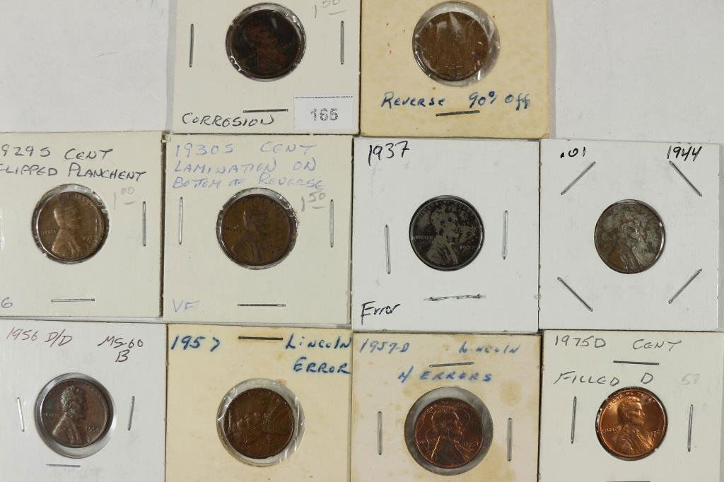 ERRORS 10 ASSORTED 1910-1975 LINCOLN CENTS (1 of 2)