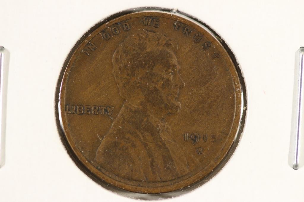 1915-S LINCOLN CENT (SEMI-KEY) (FINE): You must call or email us your credit card directly. Our phone number is 1-763-862-8302 and our email is bidalotauction@aol.com. Thanks.