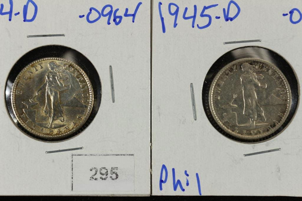 1944-D & 1945-D US/PHILIPPINES SILVER 20 CENTAVOS (1 of 2)