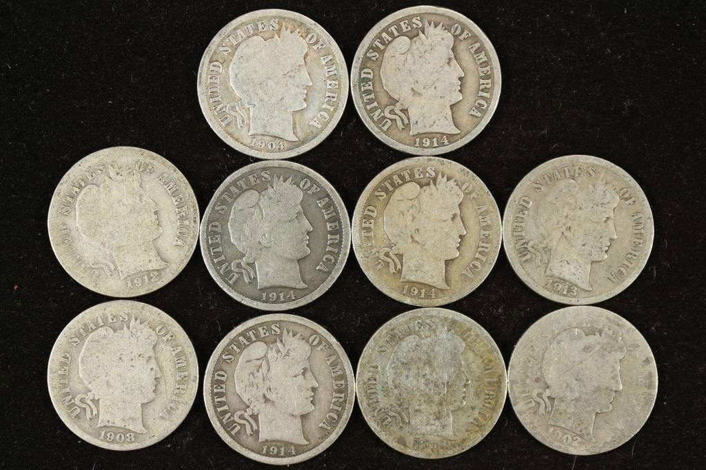 10 ASSORTED BARBER DIMES (1 of 2)