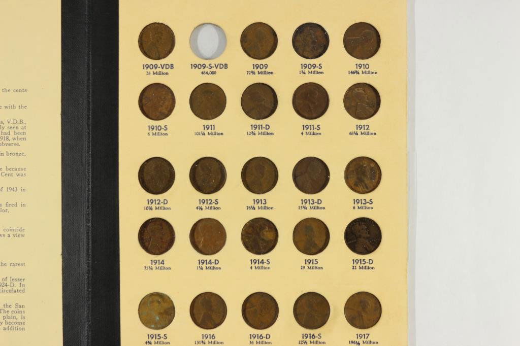 NEARLY COMPLETE 1909-1940 LINCOLN CENTS ALBUM (1 of 5)