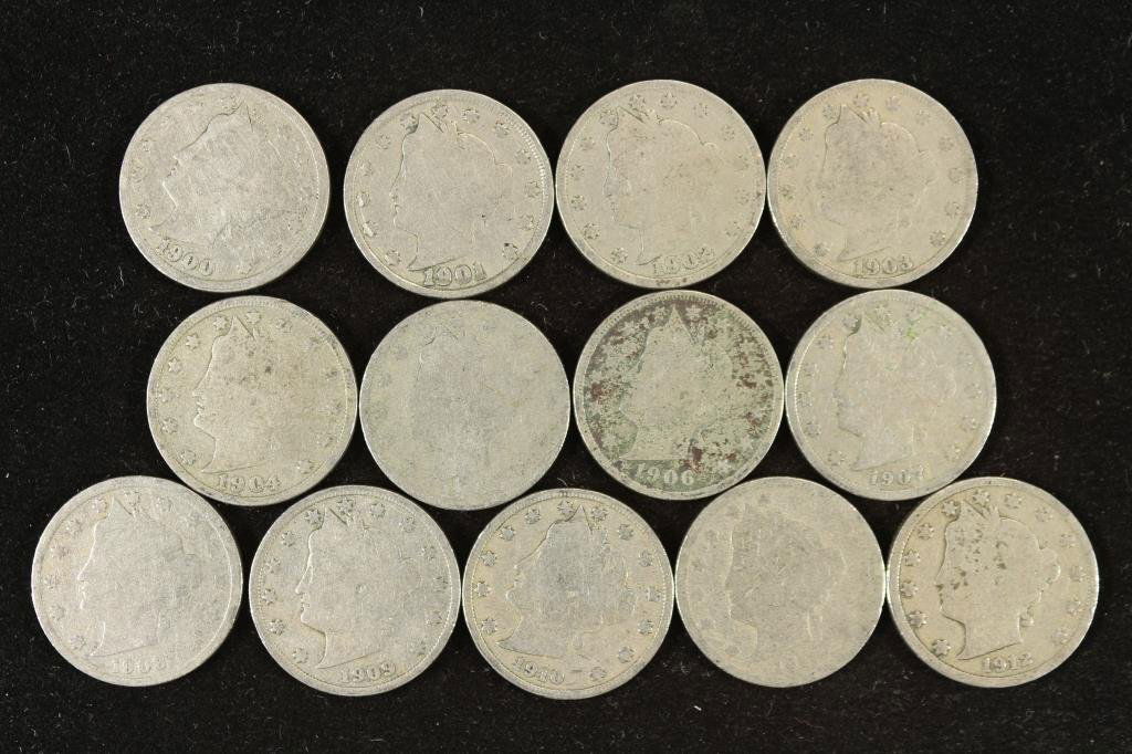 STARTER SET OF LIBERTY "V" NICKELS 13 COINS (1 of 2)