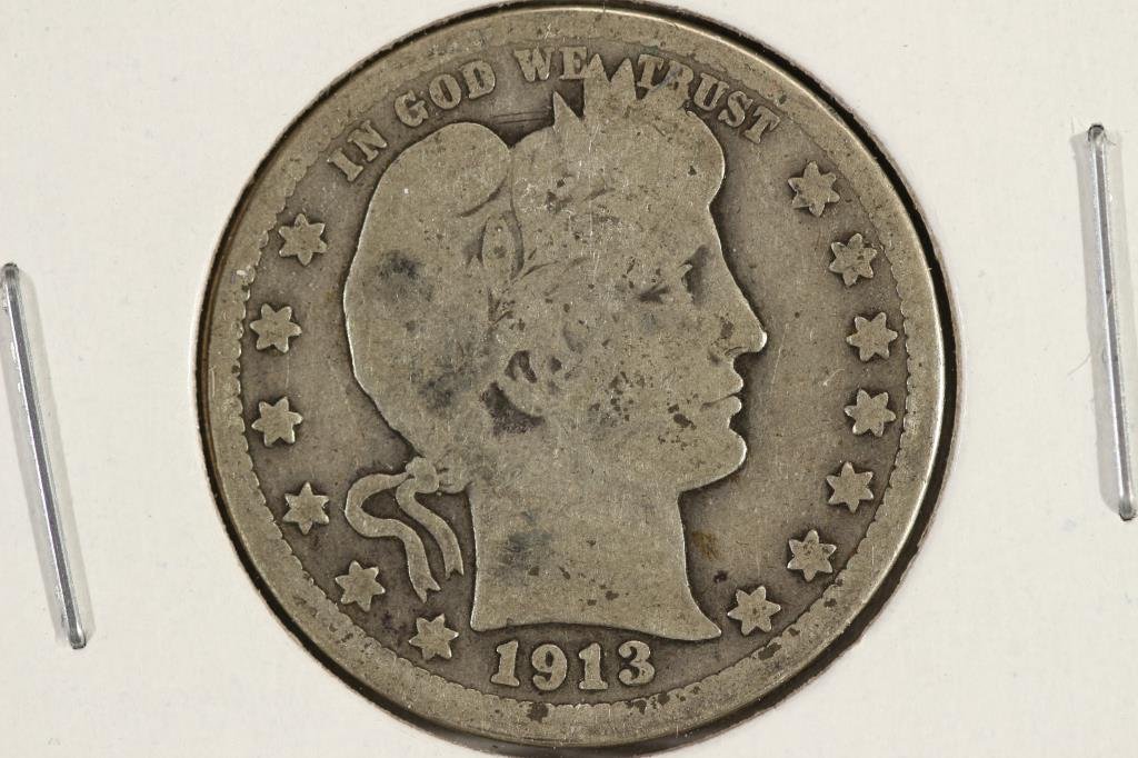 1913-D BARBER QUARTER: You must call or email us your credit card directly. Our phone number is 1-763-862-8302 and our email is bidalotauction@aol.com. Thanks.