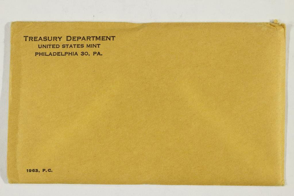1963 US SILVER PROOF SET (WITH ENVELOPE) SEALED (1 of 2)