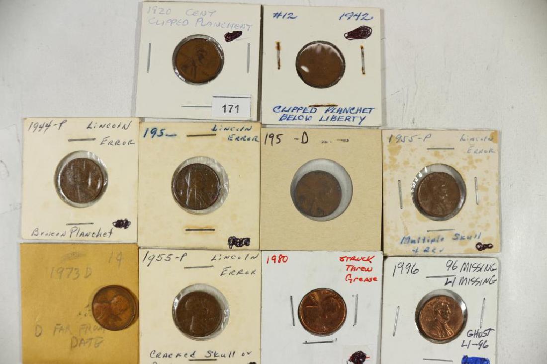ERRORS 10 ASSORTED LINCOLN CENTS WITH ERRORS (1 of 2)