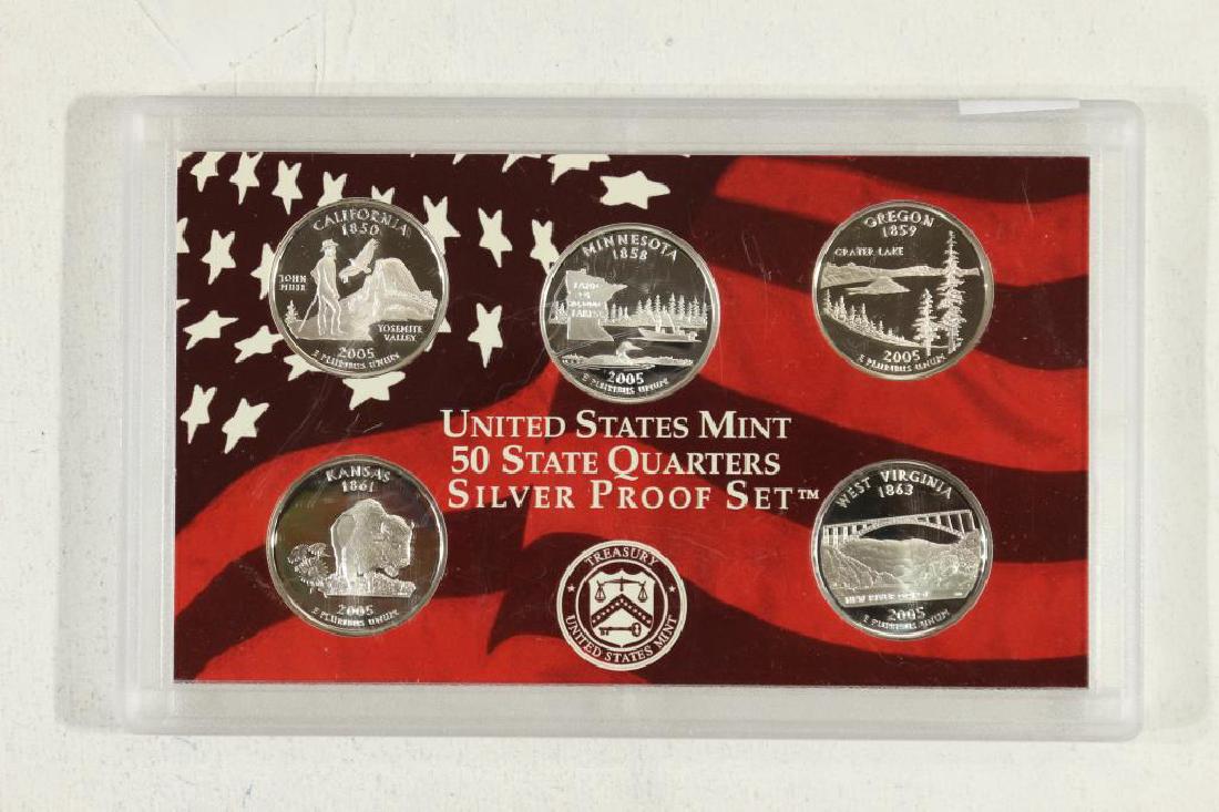 2005 US 50 STATE QUARTERS SILVER PROOF SET NO BOX (1 of 2)