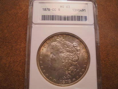 1878-CC MORGAN SILVER DOLLAR ANACS MS63: You must call or email us with your credit card number directly