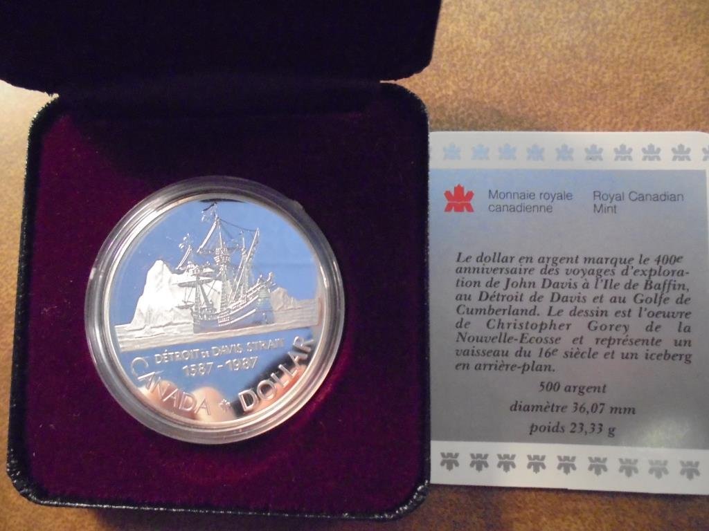 1987 CANADA DAVIS STRAIT SILVER DOLLAR PROOF .3750 OZ. (1 of 2)