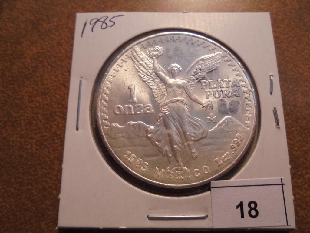 1985 MEXICO 1 OZ. SILVER LIBERTAD UNC WITH MARKER ON (1 of 2)