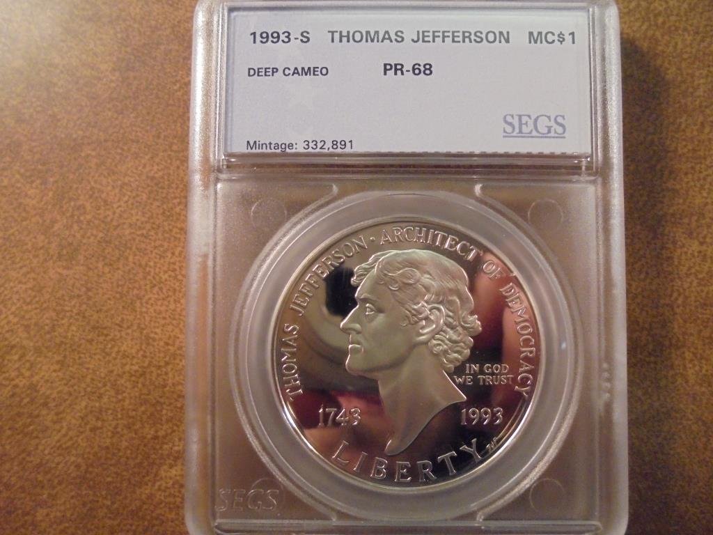 1993-S THOMAS JEFFERSON SILVER DOLLAR DEEP CAMEO PROOF (1 of 3)