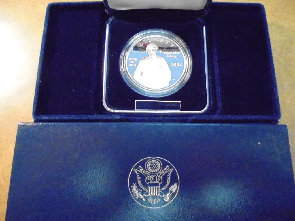 2004-P EDISON PROOF SILVER DOLLAR ORIGINAL US MINT: ORIGINAL US MINT PACKAGING