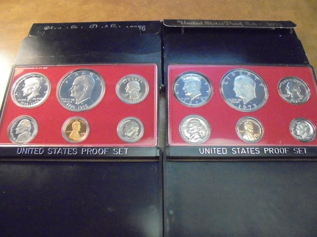 1973 & 1976 US PROOF SETS (WITH BOXES) (1 of 2)