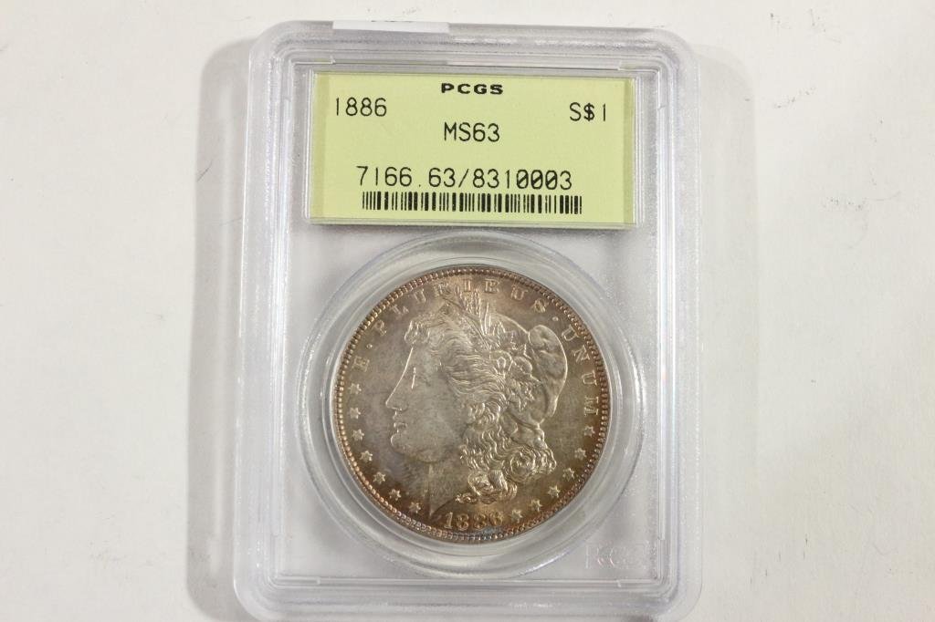 1886 MORGAN SILVER DOLLAR PCGS MS63 (1 of 2)