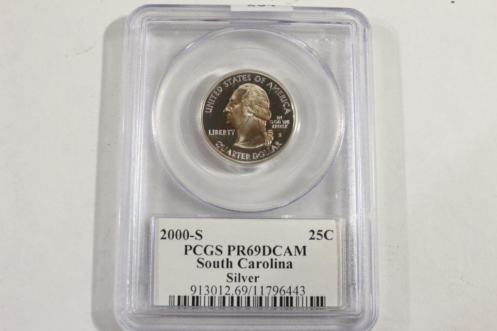 2000 S Silver South Carolina Quarter Pcgs Pr69dcam