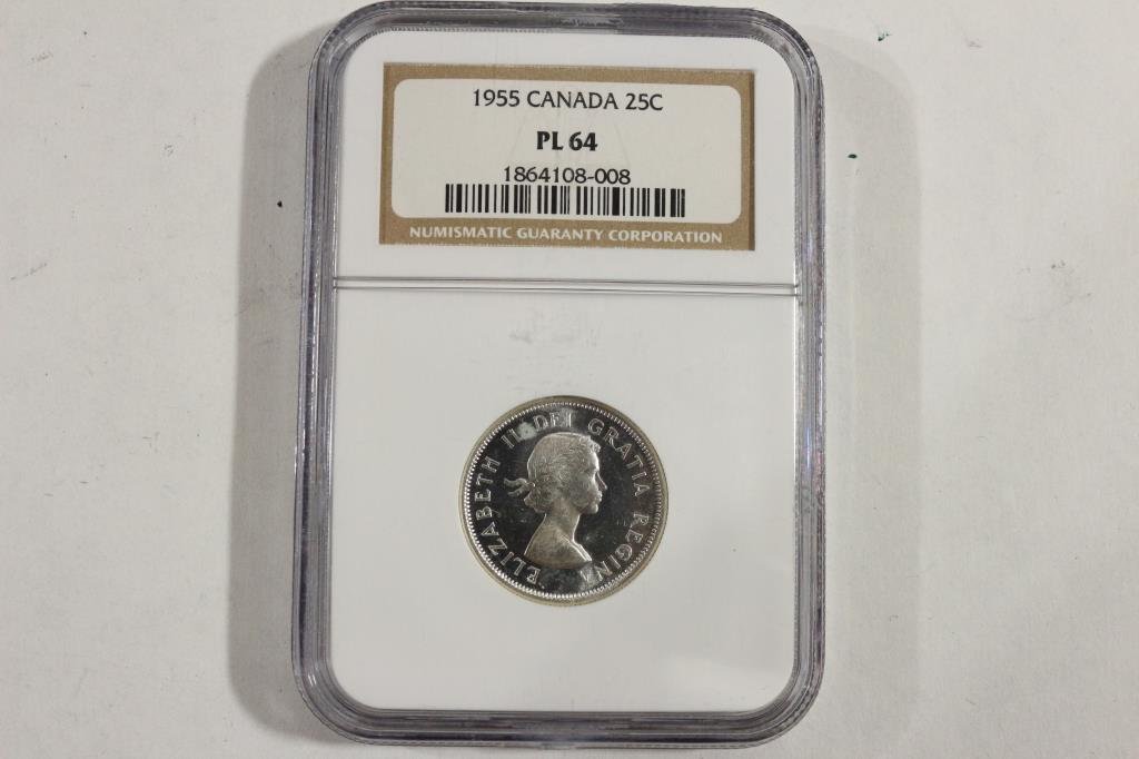 1955 CANADA SILVER 25 CENT NGC PL64 (1 of 2)
