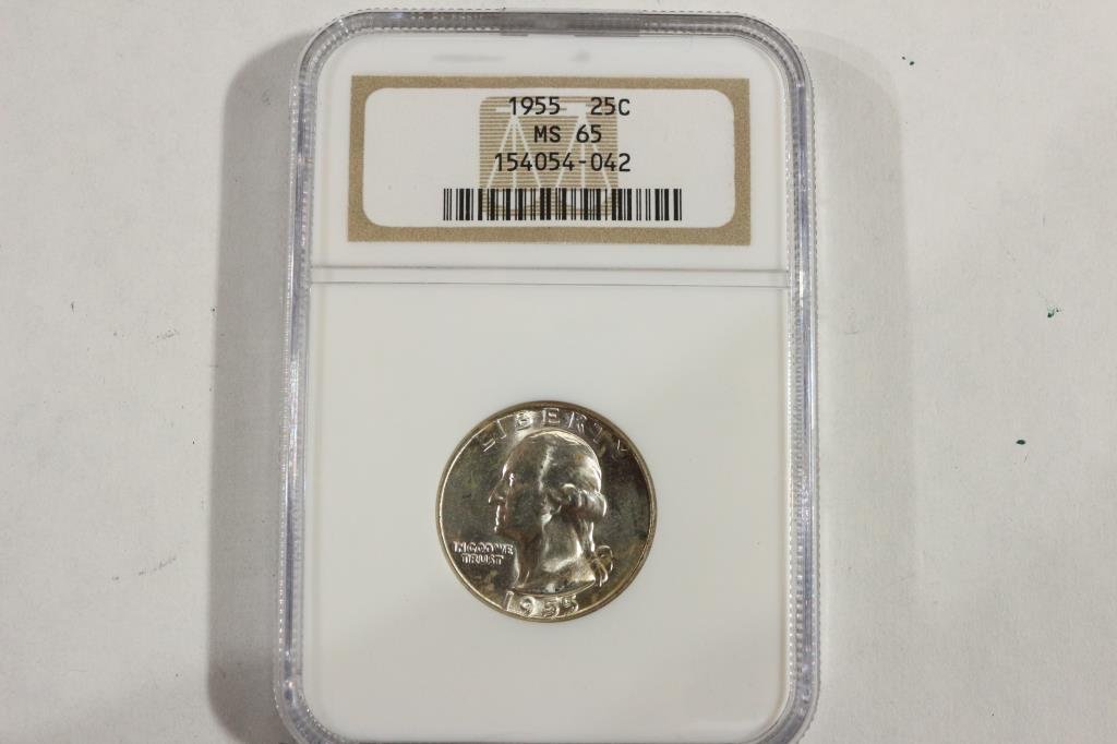 1955 WASHINGTON SILVER QUARTER NGC MS65 (1 of 2)