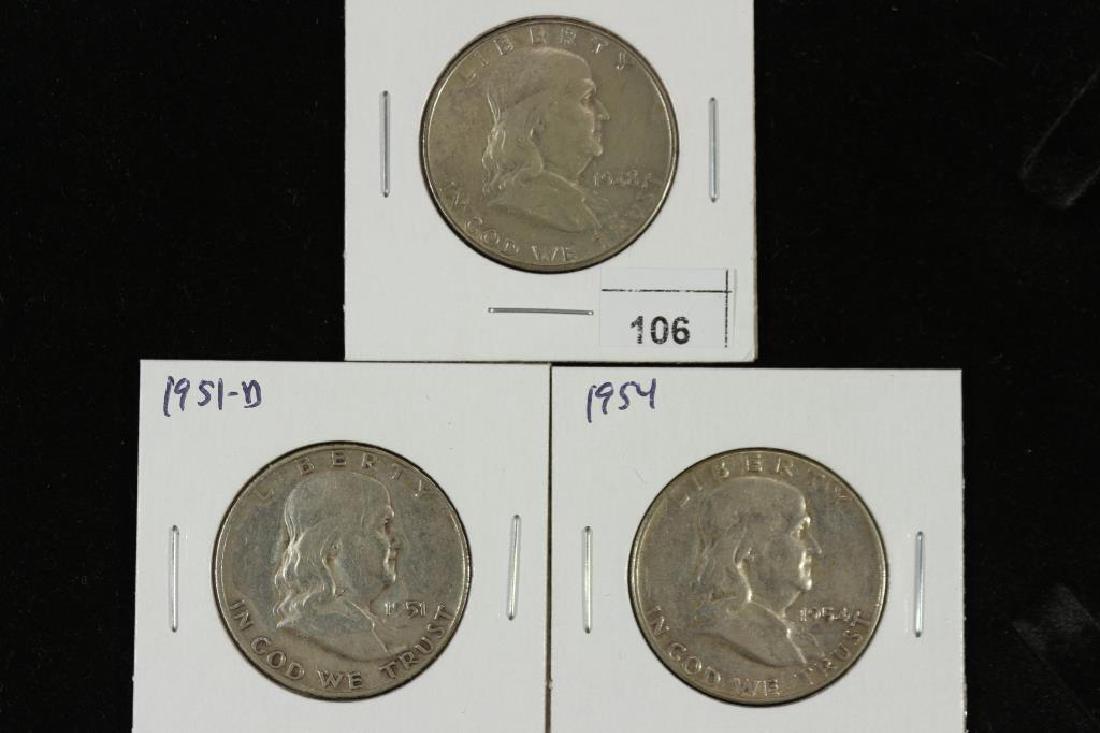 1948,1951-D & 1954 FRANKLIN HALF DOLLARS (1 of 2)