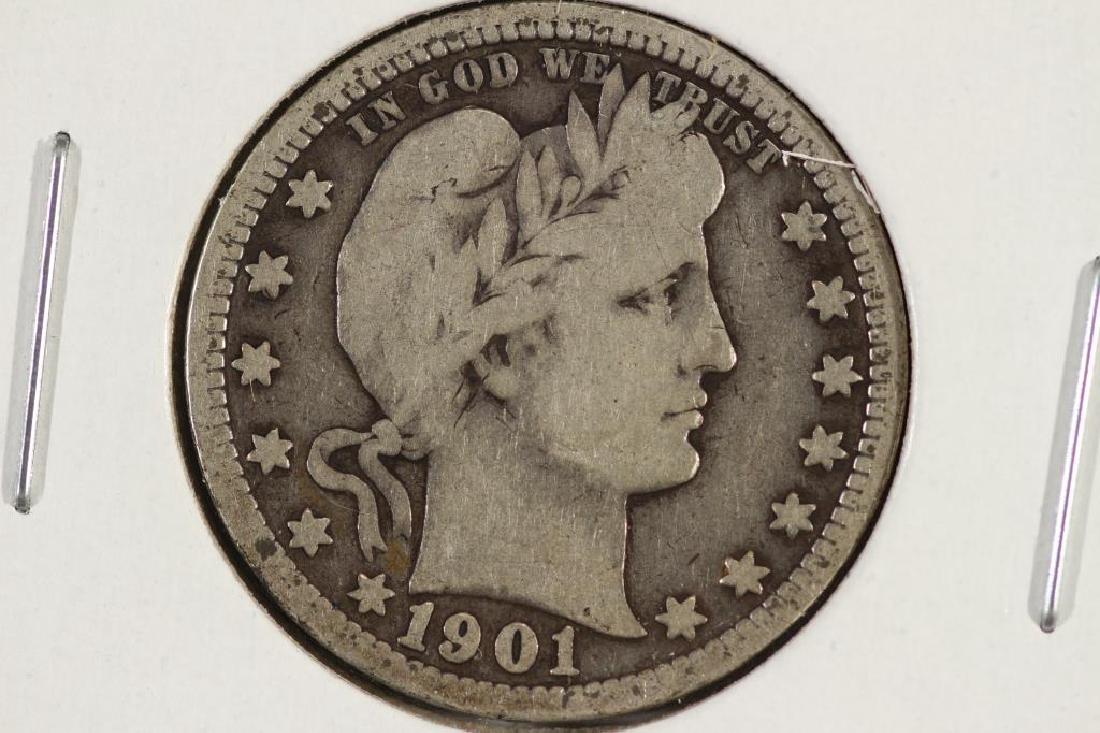1901 BARBER QUARTER VERY GOOD (1 of 2)
