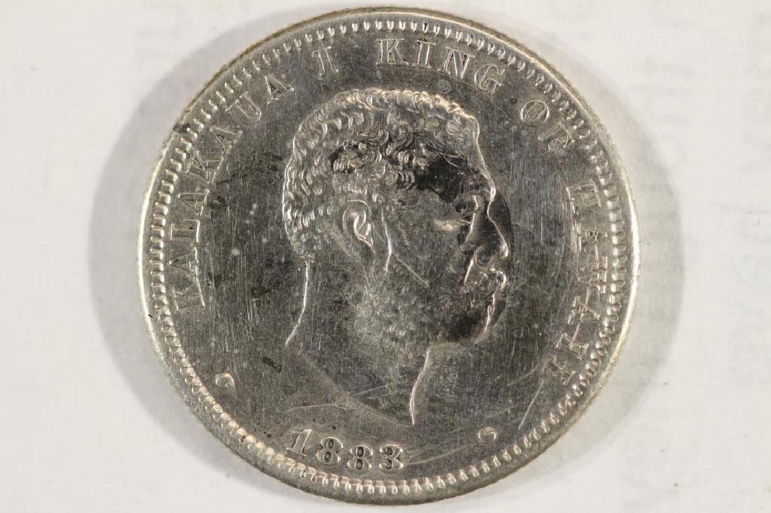 1883 HAWAII 1/4 DOLLAR XF WITH OBV.  SCRATCHES (1 of 2)