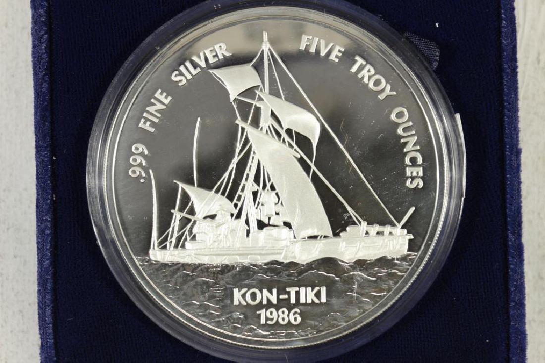 1986 WESTERN SAMOA $25-5 TROY OZ. PURE SILVER (1 of 3)