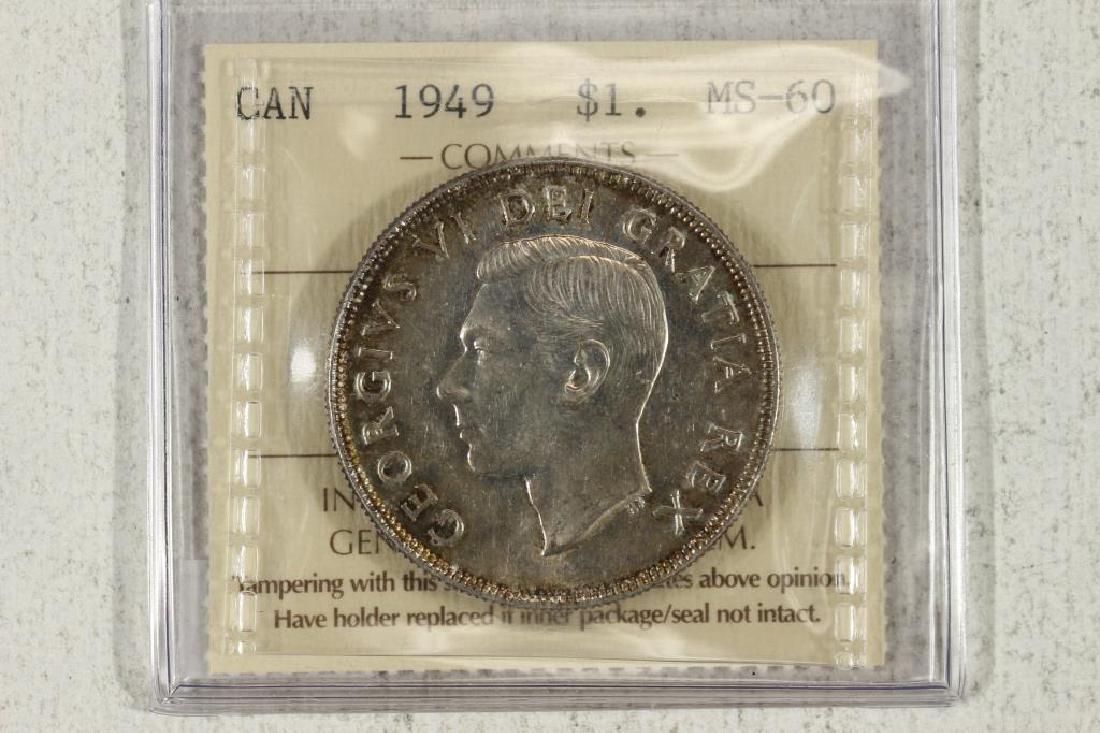 1949 CANADA SILVER DOLLAR ICCS MS60 (1 of 3)