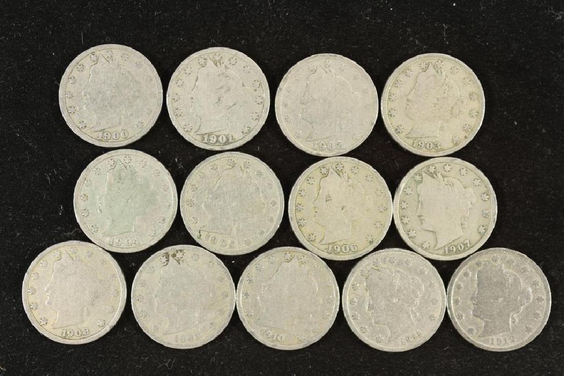 STARTER SET OF 1901-1912 LIBERTY "V" NICKELS (1 of 2)