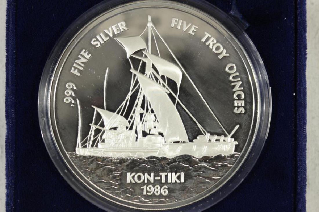 1986 WESTERN SAMOA 5 TROY OZ. PURE SILVER COMMEM (1 of 3)