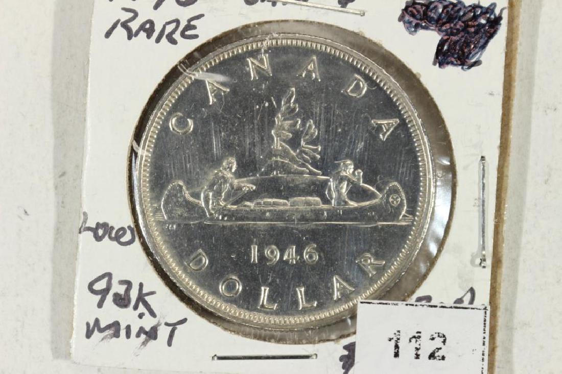 1946 CANADA SILVER DOLLAR AU MINTAGE OF 93,000 (1 of 2)