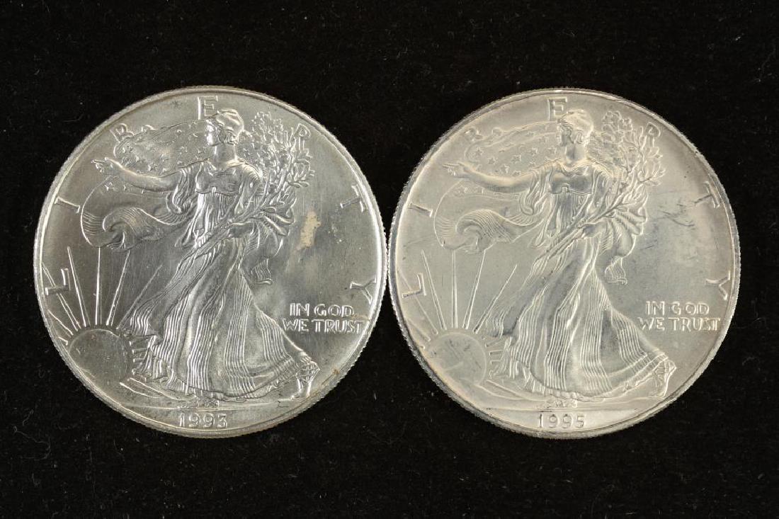 1993 & 1995 AMERICAN SILVER EAGLES UNC (1 of 2)