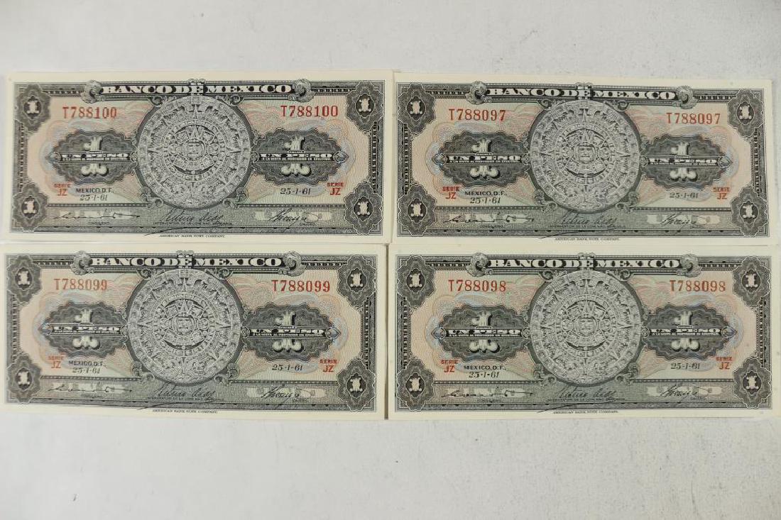 4-1961 CRISP UNC MEXICO PESOS CONSECUTIVE SERIAL S (1 of 2)